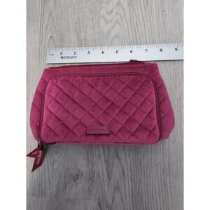 Vera Bradley Compact Organizer Magenta Pink velvet case Makeup Zippered